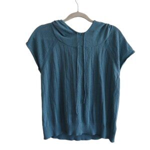 KRIMSON KLOVER Hooded Short Sleeve Top in Teal Outdoor Athleisure - Size M